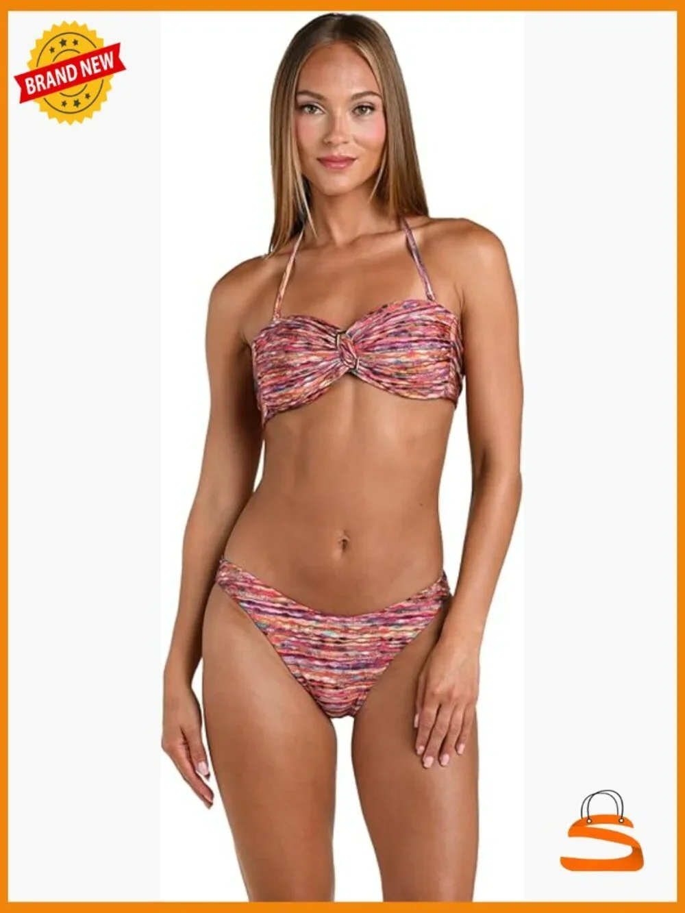 Size 6 Bandeau Bikini Top with Removable Strap, Nylon Fabric